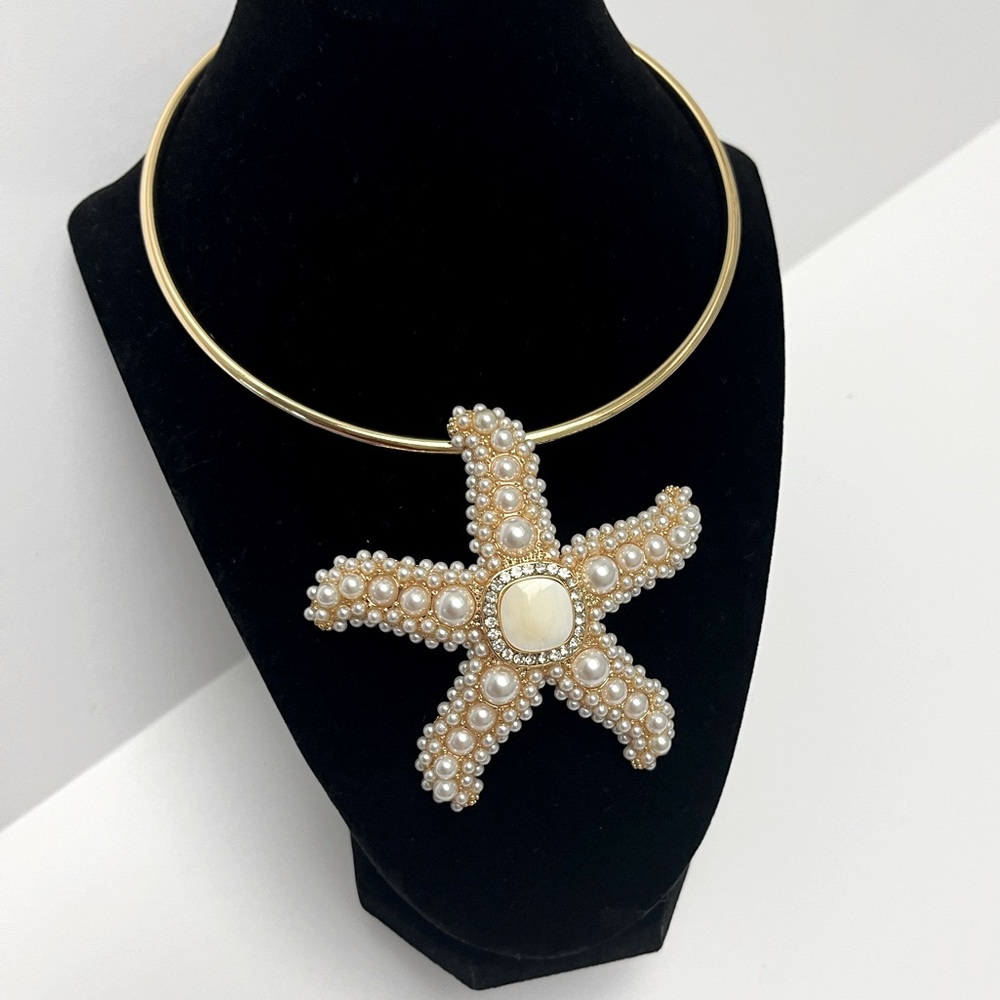 NWT ⚜️🌟⚜️ Piper K Gorgeous glass pearl Starfish Pendant Necklace - Picture 3 of 14